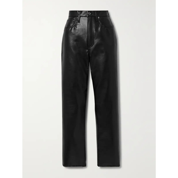 Agolde Recycled Leather Fitted 90S Pants Detox Straight - 25 - Black